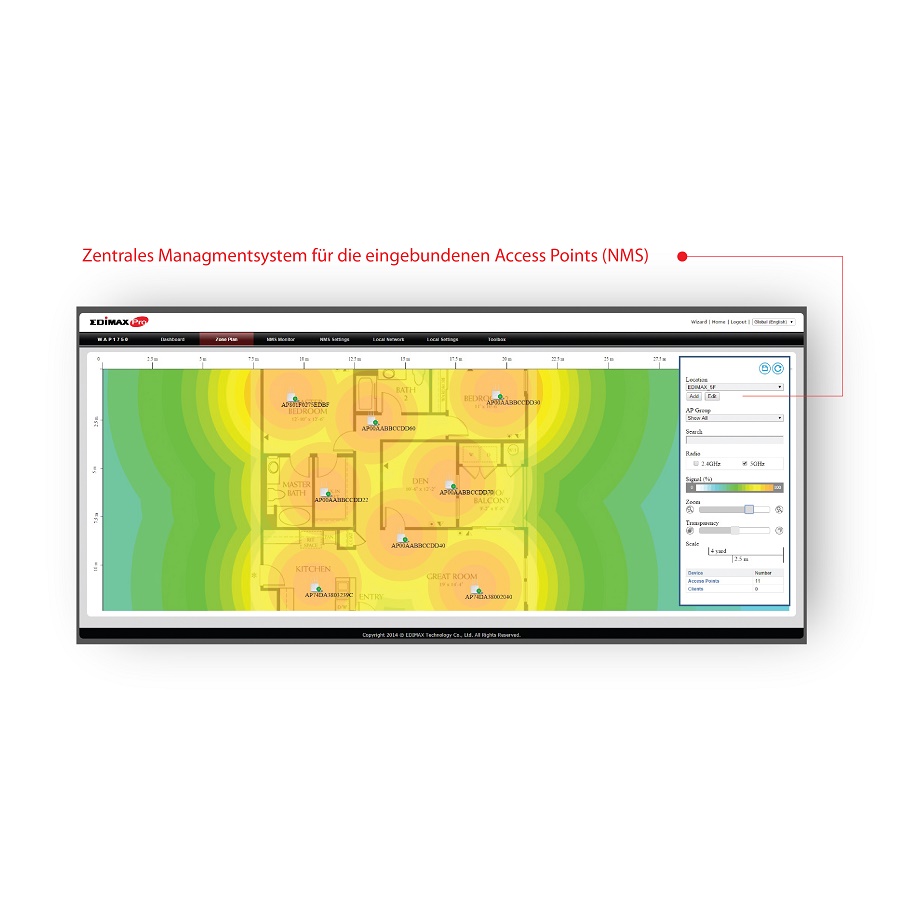 Edimax CAP300 2 x 2 N Ceiling-Mount PoE Access Point, Edimax Pro central Network Management Suite (NMS)