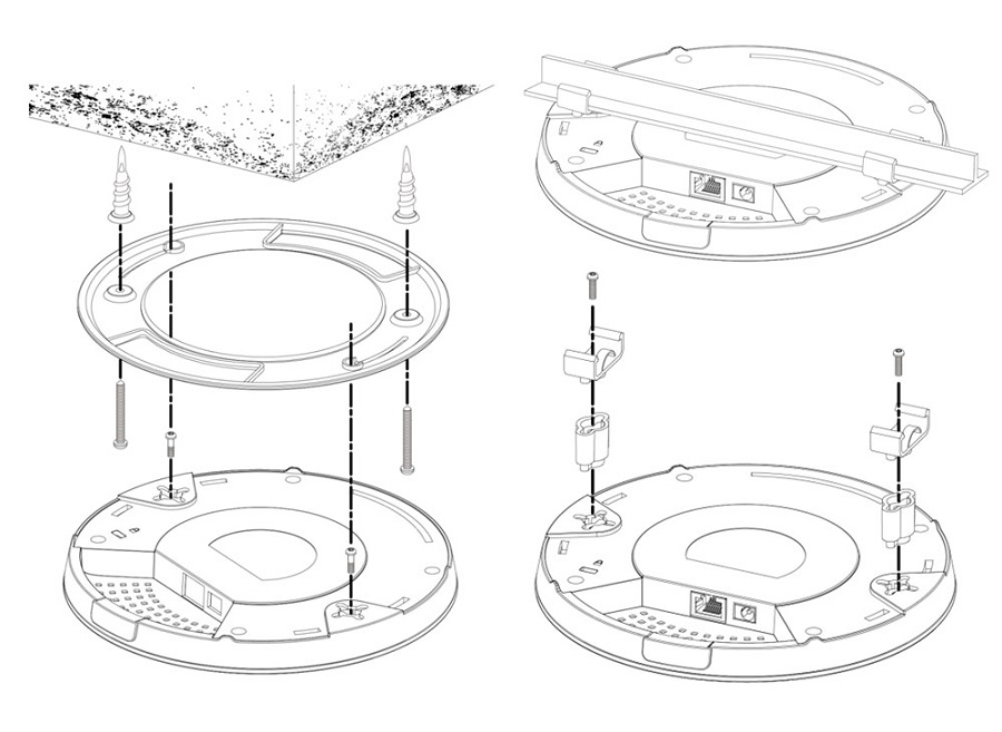 Edimax CAP300 2 x 2 N Ceiling-Mount PoE Access Point ceiling-mount, t-rail mount, easy installation