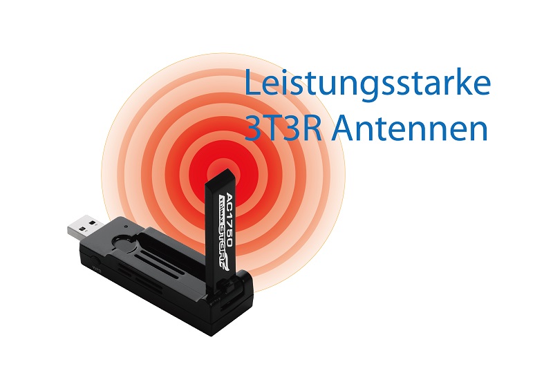 Edimax EW-7833UAC AC1750 Dual-Band Wi-Fi USB 3.0 Adapter with 180-degree Adjustable Antenna, 3T3R MIMO Technology