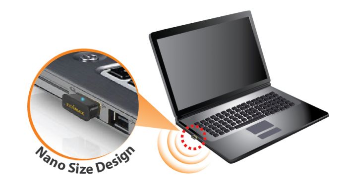 Edimax EW-7711ULC AC450 Wi-Fi USB Adapter-11ac Upgrade for Laptops. Nano Mini Size
