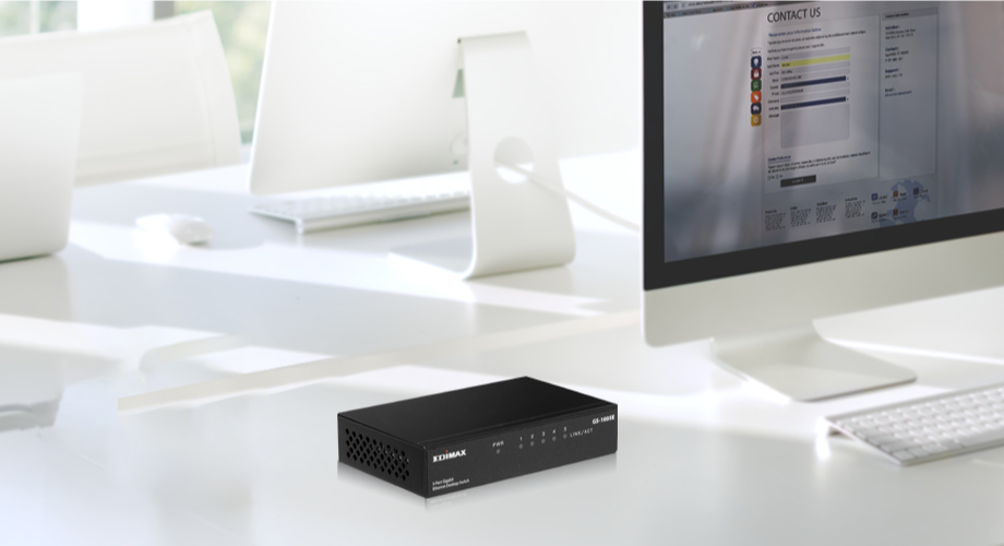 Edimax GS-1005E 5-Port Gigabit Desktop Switch, plug and play, wall mount, fanless, metal case, energy power saving
