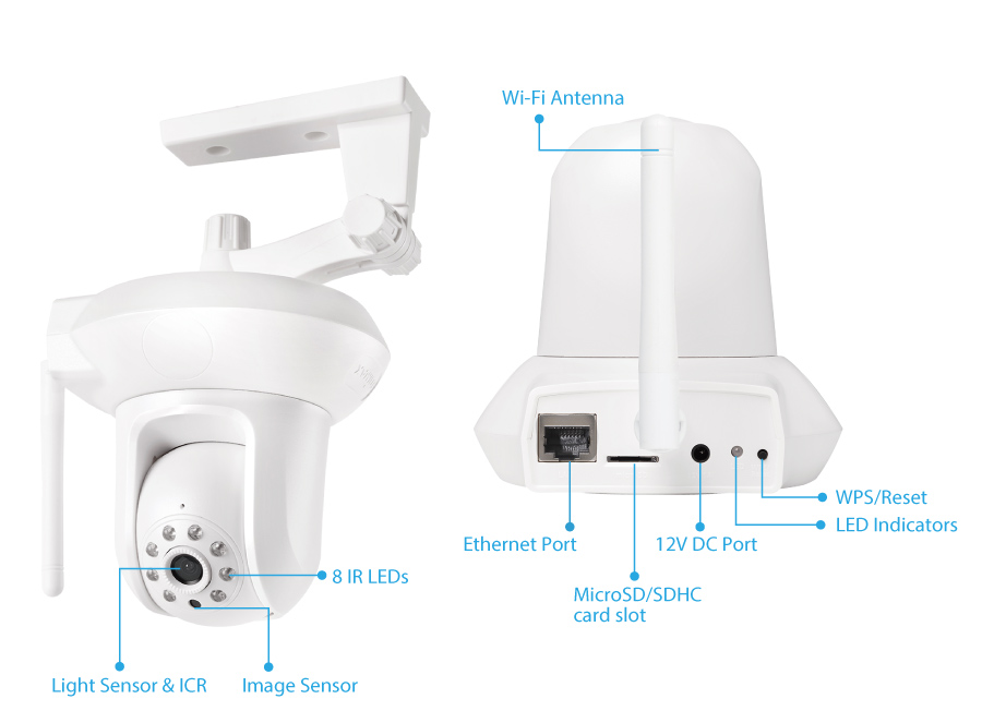 IC-7112W Smart HD Wi-Fi Pan/Tilt Network Camera, Day & Night, Free App Plug-n-View, 24/7 Remote Monitoring