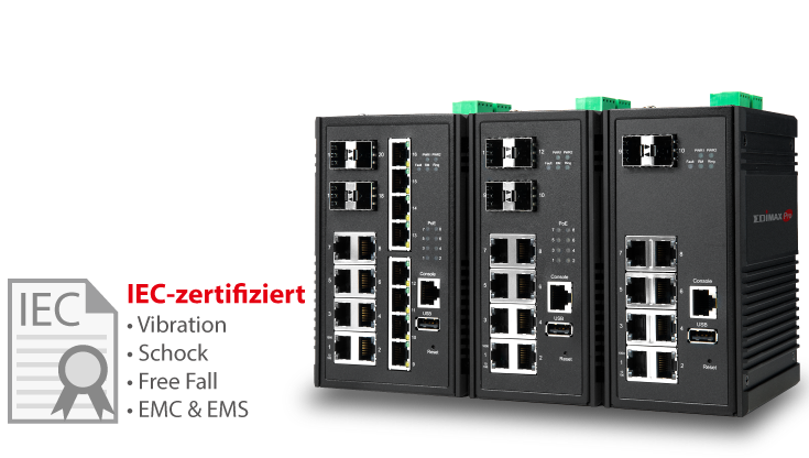 Edimax Pro Industrial Switch, durable, rugged, robust, Gigabit, PoE, SFP, IGS-5416P, IGS-5408P, IGS-5208, IIoT, Smart City, Smart Factory, Automation