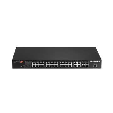 Edimax SMB GS-5424PLC V2 Surveillance VLAN 28-Port Gigabit PoE+ Long Range Web Smart Switch with 4 Gigabit RJ45/SFP Combo Ports