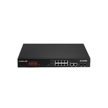 Edimax SMB GS-5210PL Surveillance VLAN 12-Port Gigabit PoE+ Long Range Web Smart Switch with 2 Gigabit RJ45 Ports and 2 SFP Ports