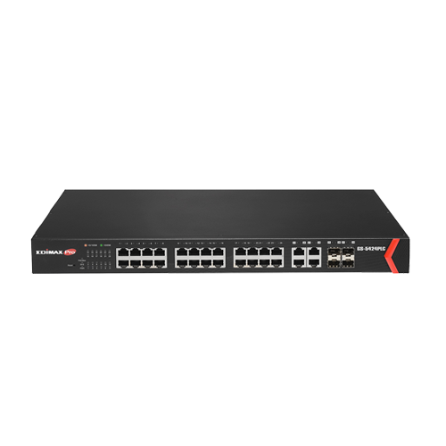 Edimax SMB GS-5424PLC Long Range 24-Port Gigabit PoE+ Web Smart Switch with 4 Gigabit RJ45/SFP Combo Ports