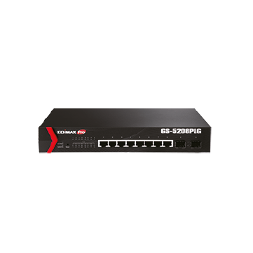 Edimax SMB GS-5208PLG Long Range 8-Port Gigabit PoE+ Web Smart Switch with 2 SFP Ports