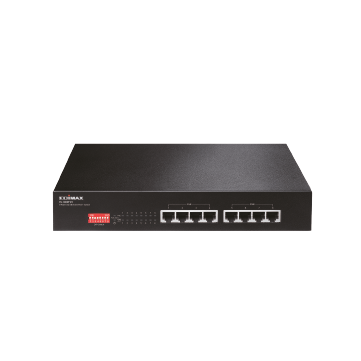 Edimax SMB ES-1008P V2 8-Port Fast Etherent PoE+ Switch with Long Range Extend, VLAN, QoS DIP Switch (Total PoE Power Budget 130W)