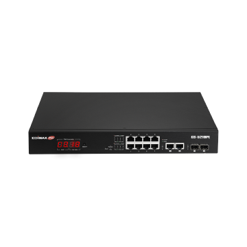 EDIMAX GS-5210PL Surveillance VLAN 12-Port Gigabit PoE+ Long Range Web Smart Switch with 2 Gigabit RJ45 Ports and 2 SFP Ports