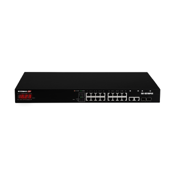 EDIMAX GS-5216PLC Surveillance VLAN 18-Port Gigabit PoE+ Long Range Web Smart Switch with 2 Gigabit RJ45/SFP Combo Ports