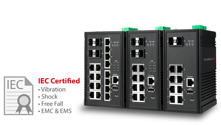 Edimax Pro Industrial Switch, durable, rugged, robust, Gigabit, PoE, SFP, IGS-5416P, IGS-5408P, IGS-5208, IIoT, Smart City, Smart Factory, Automation