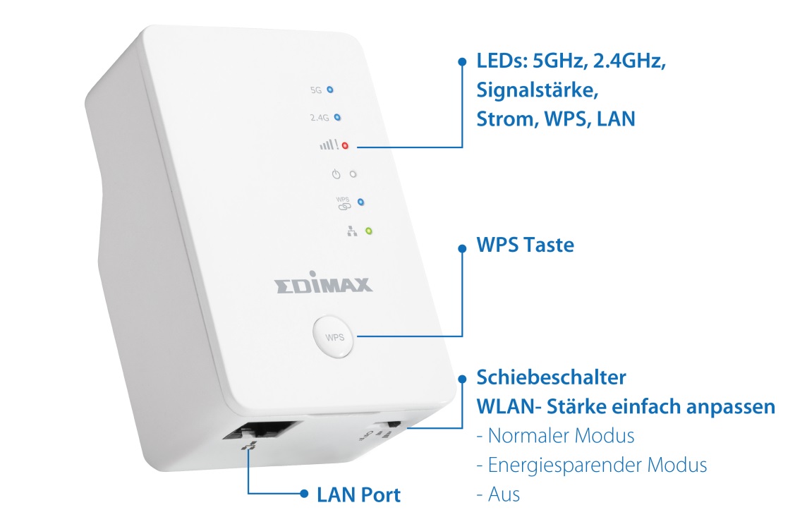 Edimax EW-7438AC Smart AC750 Wi-Fi Extender, Access Point, Wi-Fi Bridge, Eliminate Wi-Fi Dead Zones & Double Your Wi-Fi Coverage 