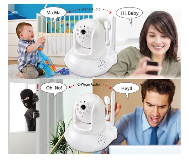 IC-7113W Smart HD Wi-Fi Pan/Tilt Network Camera with Temperature & Humidity Sensor, Day & Night, Free App, 2-way audio