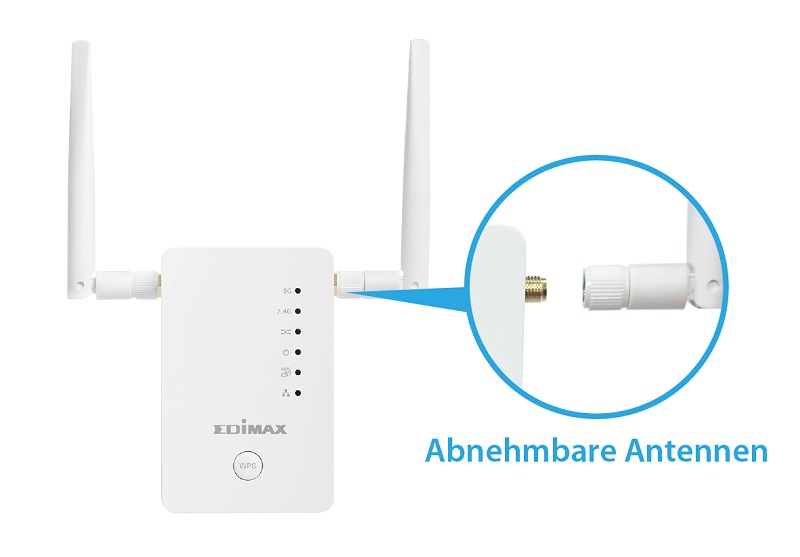 Edimax Gemini RE11 AC1200 Dual-Band Home Wi-Fi Roaming Kit, Wi-Fi Extender/Access Point/Wi-Fi Bridge, detachable antenna