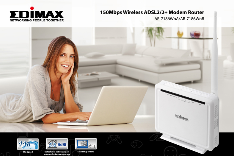 Edimax AR-7186WnA / AR-7186WnB 150Mbps Wireless ADSL Modem Router
