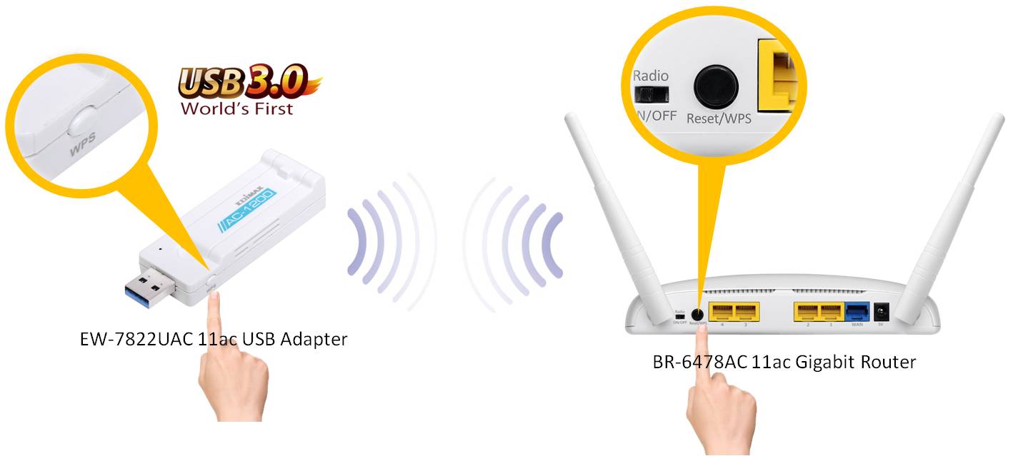 BR-6478AC 11ac gigabit Wi-Fi router, WPS hardware setup