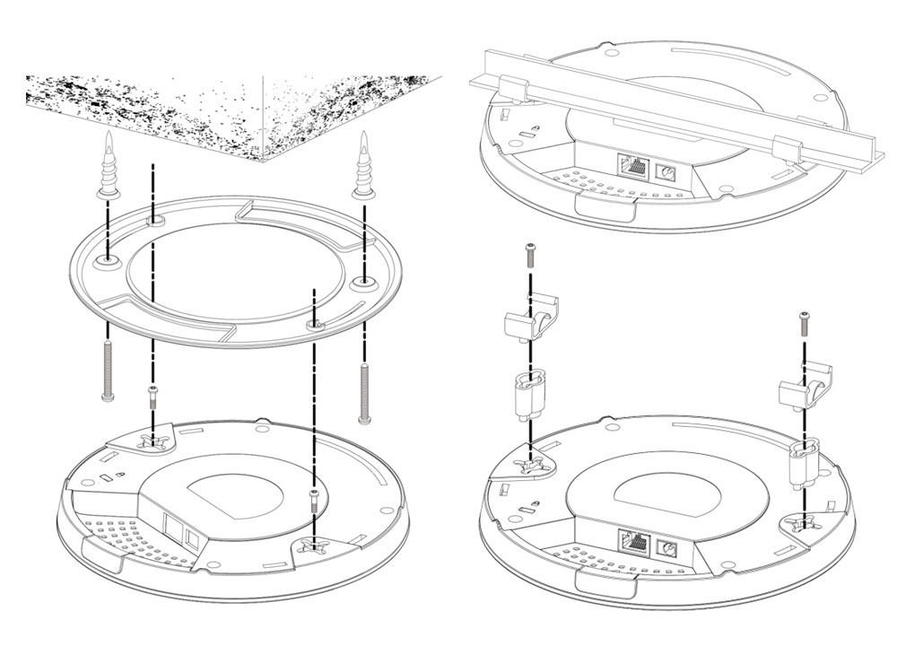 Edimax CAP1200 2 x 2 AC Dual-Band Ceiling-Mount PoE Access Point, ceiling-mount, t-rail mount, easy installation