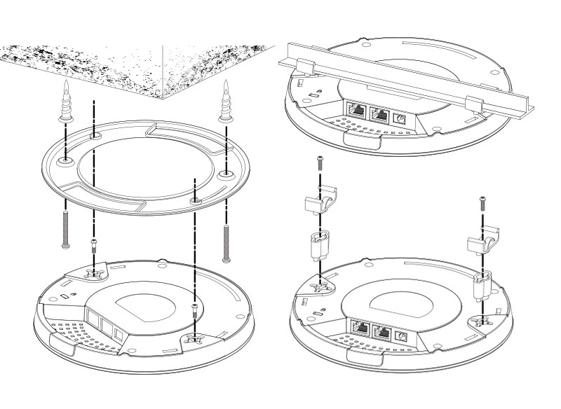 Edimax CAP1300 2 x 2 11AC Wave 2 MU-MIMO Dual-Band Ceiling-Mount PoE Access Point, Ceiling-mount & T-rail mount design with easy installation kit