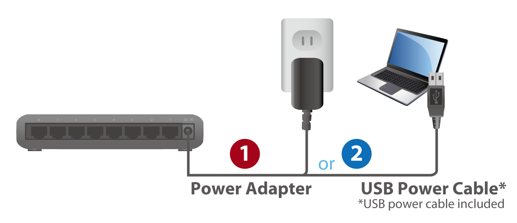 Optional Power Supply with an additional USB Power Cable