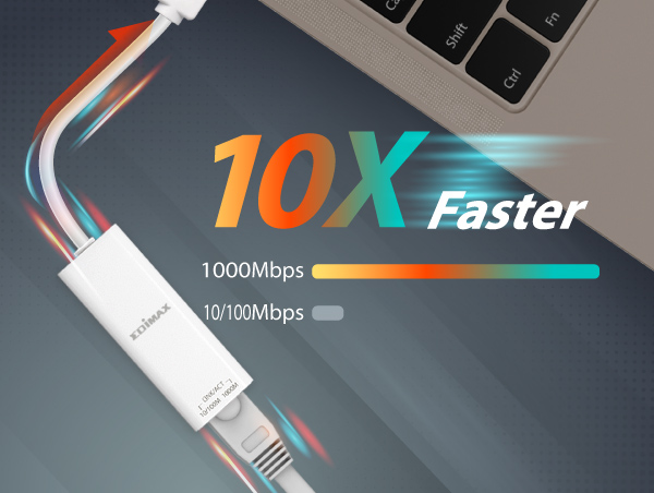 Edimax EU-4306 V2 USB-A USB 3.2 Gen 1 to Gigabit RJ45 Network Adapter, 1000Mbps