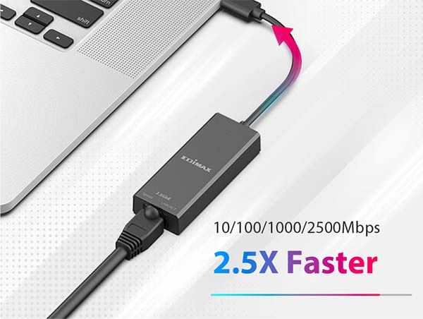 Edimax EU-4307 V2 USB-C to 2.5GbE Network Adapter, 2500Mbps, 2.5X Faster