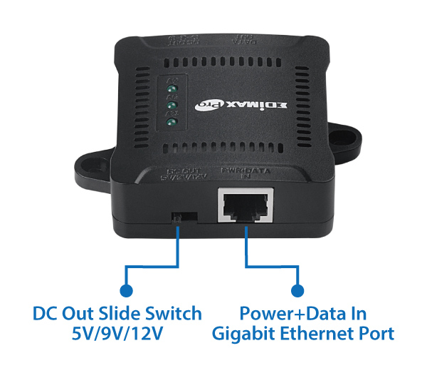 Edimax GP-101ST IEEE 802.3at Gigabit PoE+ Splitter with Adjustable 5V DC, 9V DC, 12V DC Output 