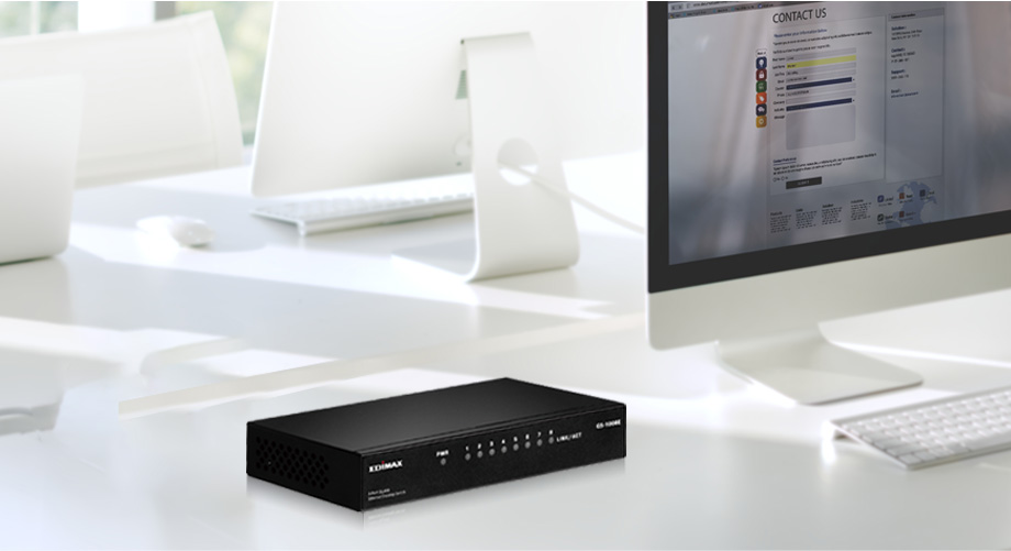 Edimax GS-1008E V2 8-Port Gigabit Desktop Switch, plug and play, wall mount, fanless, metal case, energy power saving