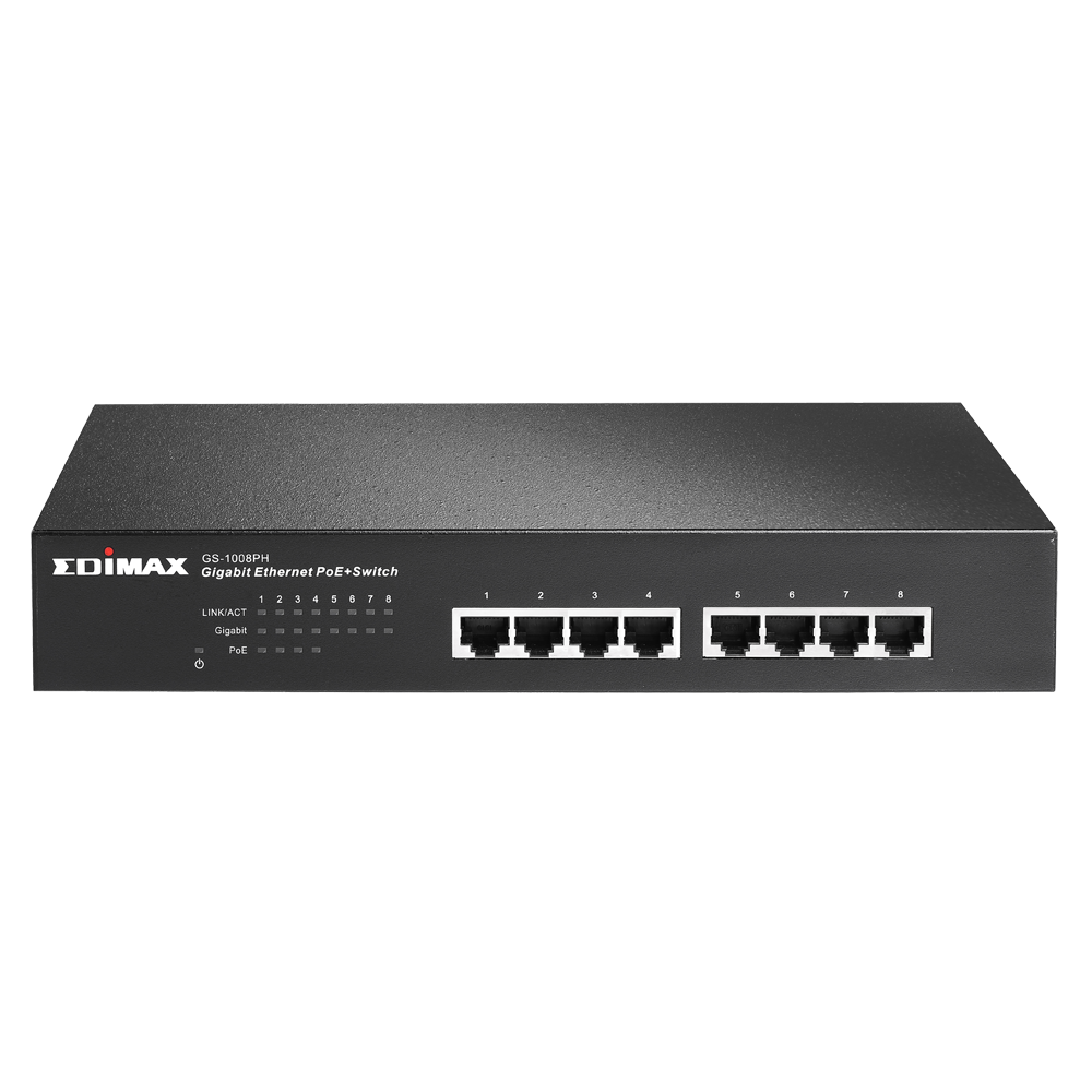 EDIMAX - Switches - PoE Unmanaged - 8-Port Gigabit Ethernet Switch With 4  PoE+ Ports