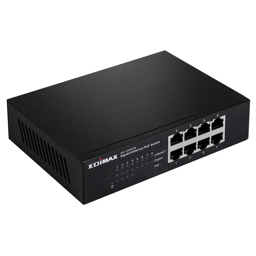 EDIMAX - Switches - PoE Unmanaged - 8-Port Gigabit Ethernet Switch With 4  PoE Ports