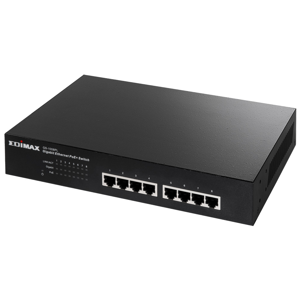 EDIMAX - Switches - PoE Unmanaged - 8-Port Gigabit Ethernet PoE+ 