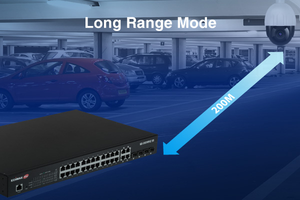 EDIMAX GS-5424PLC V3 Surveillance VLAN Long Range 24-Port Gigabit PoE+ Web Smart Switch with 4 RJ45/SFP GIGABIT Combo Ports, PoE long range mode, up to 200 meters