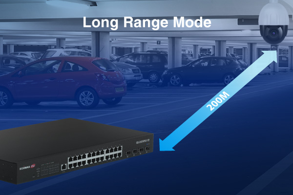 EDIMAX GS-5424PLX V2 Surveillance VLAN Long Range 24-Port Gigabit PoE+ Web Smart Switch with 4 SFP+ 10G Ports, PoE long range mode, up to 200 meters