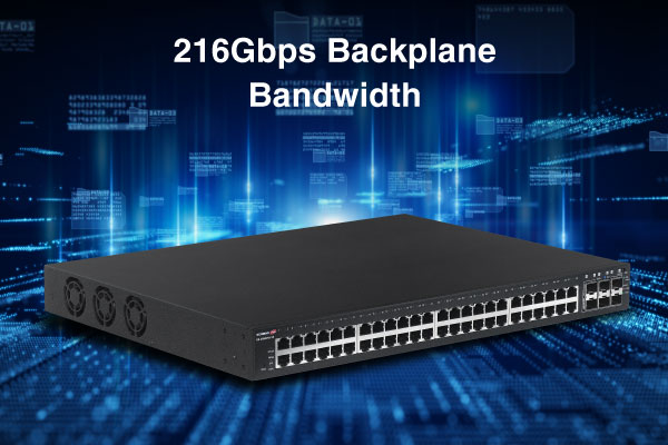 EDIMAX GS-5654PLX V2 54-Port Gigabit PoE+ Long Range Web Smart Layer 2 Switch with 6 SFP+ 10G Ports, 216Gbps Baclplane bandwidth