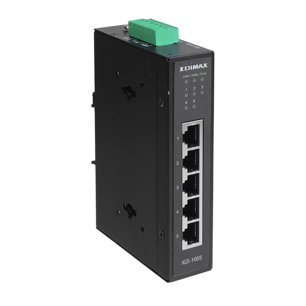 5 Port Unmanaged Industrial Gigabit Ethernet Switch - DIN Rail /  Wall-Mountable