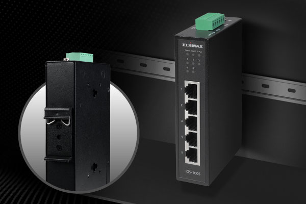 EDIMAX IGS-1005 Industrial 5-Port Gigabit DIN-Rail Switch, wall-mount