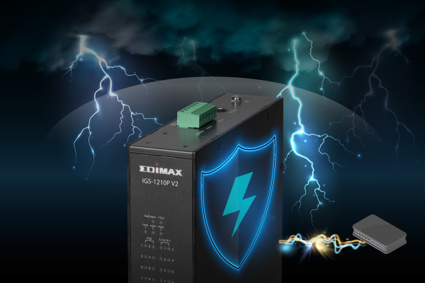 EDIMAX IGS-1210P Industrial 10-Port Gigabit PoE+ DIN-Rail Switch with 2 SFP Ports, 6KV lightning surge protection