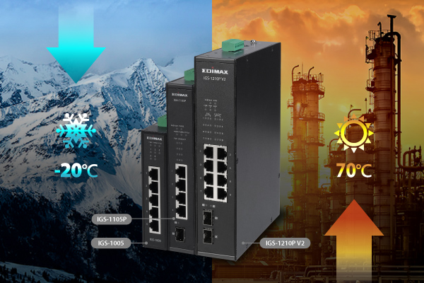  EDIMAX IGS-1210P Industrial 10-Port Gigabit PoE+ DIN-Rail Switch with 2 SFP Ports, wide temperature range