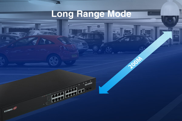 EDIMAX IGS-5218PLC Industrial Surveillance VLAN 18-Port Gigabit PoE+ Web Smart Switch with 2 Gigabit RJ45/SFP Combo Ports, PoE long range mode, up to 200 meters