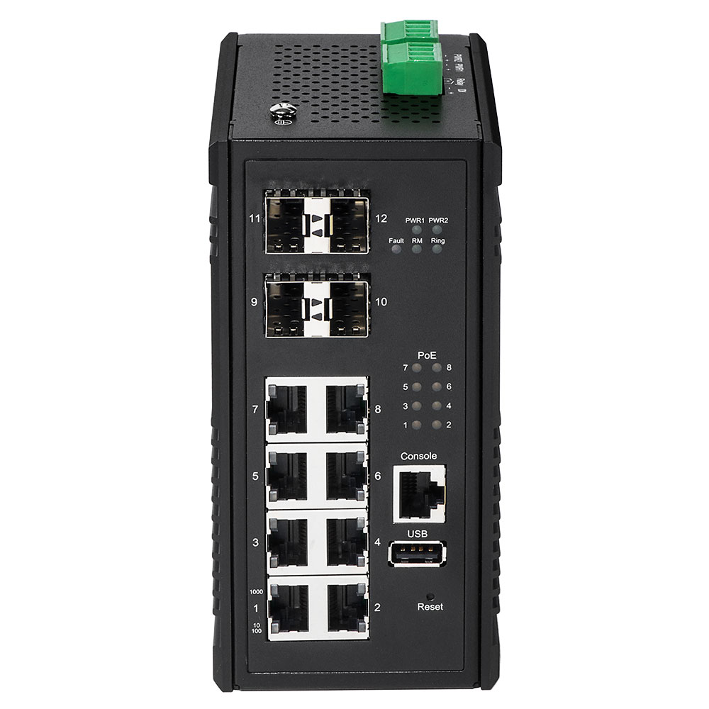 Industrial 8 Port Gigabit PoE Switch - 4 x PoE+ 30W - Power Over Ethernet -  Hardened GbE Layer/L2 Managed Switch - Rugged High Power Gigabit Network