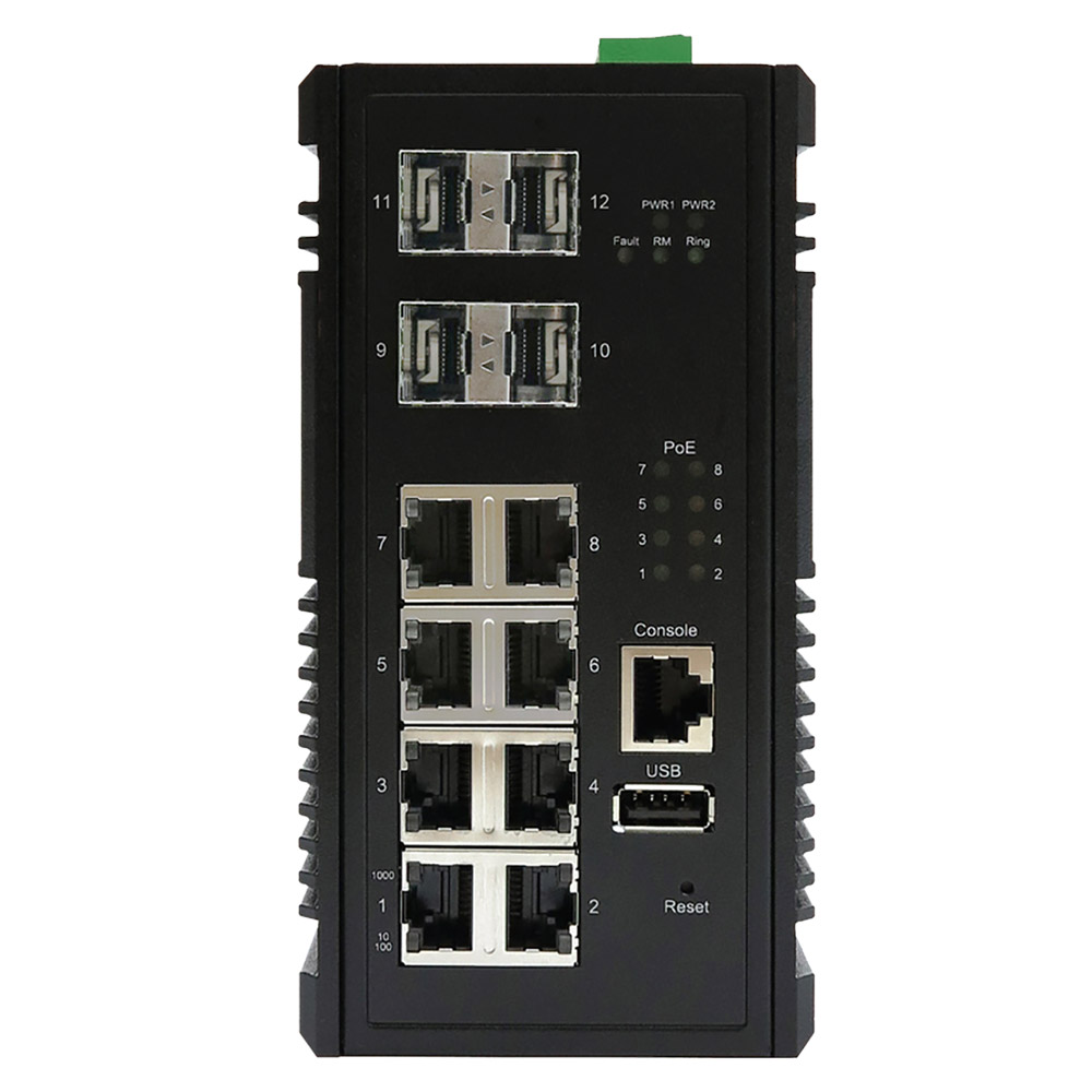 8 Port Industrial Gigabit PoE+ Switch - Ethernet Switches