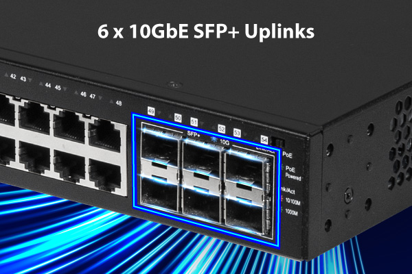EDIMAX IGS-5654PLX Industrial Surveillance VLAN 54-Port Gigabit PoE+ Long Range Web Smart Layer 2 Switch with 6 SFP+ 10G Ports,