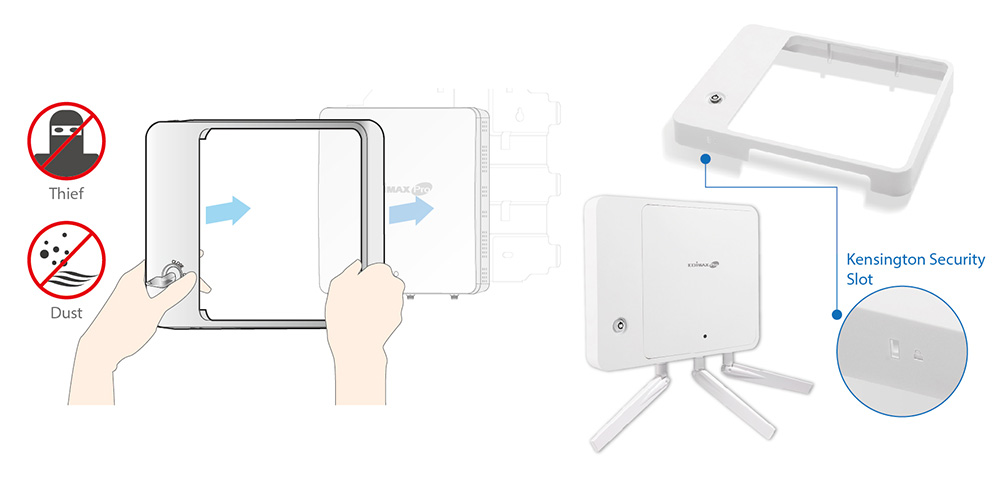 Edimax WAP1750 3 x 3 AC Dual-Band Wall-Mount PoE Access Point, security cover