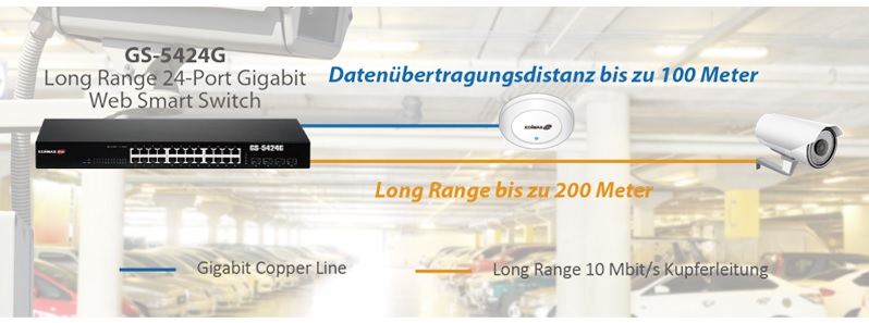 Edimax Pro GS-5424G Long Range 24-Port Gigabit Web Smart Switch with 4 SFP slots