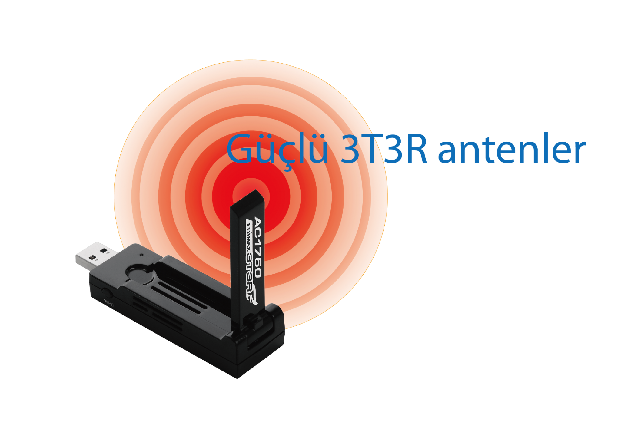 Edimax EW-7833UAC AC1750 Dual-Band Wi-Fi USB 3.0 Adapter with 180-degree Adjustable Antenna, 3T3R MIMO Technology